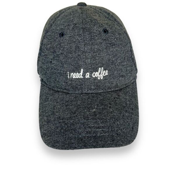 Hollister I Need A Coffee Gray Adjustable Low Profile Ball Cap Hat One Size - Picture 1 of 12